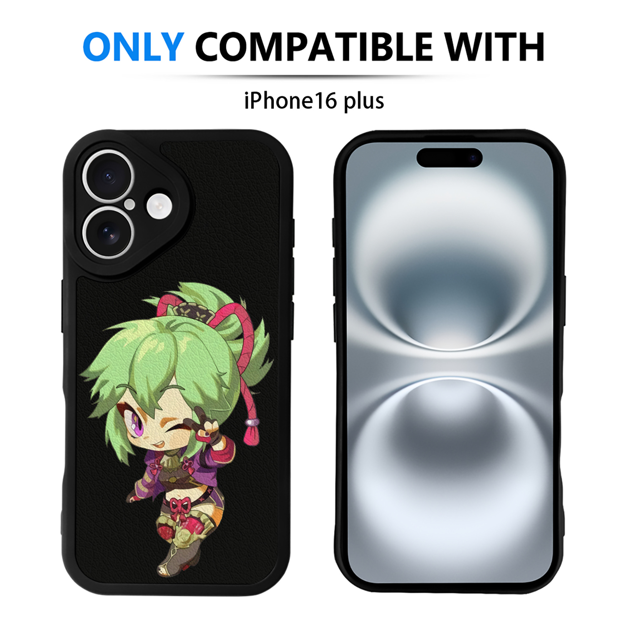 げんし神  久岐忍 くき しのぶ genshin Kuki Shinobu 【iPhone 16シリーズ対応】シリコンスマホケース（レザー調） 材質：シリコン